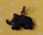 Vintage blauw emaille olifant hangertje: zilv.kl. achterkant, Ophalen of Verzenden, Gebruikt, Blauw, Overige materialen