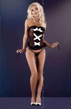 Me Seduce ``Dominique`` Corset Black maat S/M en L/XL (647), Me Seduce, Ophalen of Verzenden, Zwart, Body of Korset