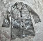 Plastic pvc regenjas mt S met polka dots 84 lang transparant, Verzenden, Zo goed als nieuw, Zwart