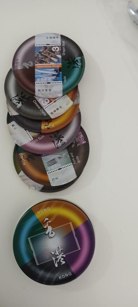 Hong Kong Onderzetters met Postzegels - Set van 5, Ophalen of Verzenden, Onbeschreven, Europa