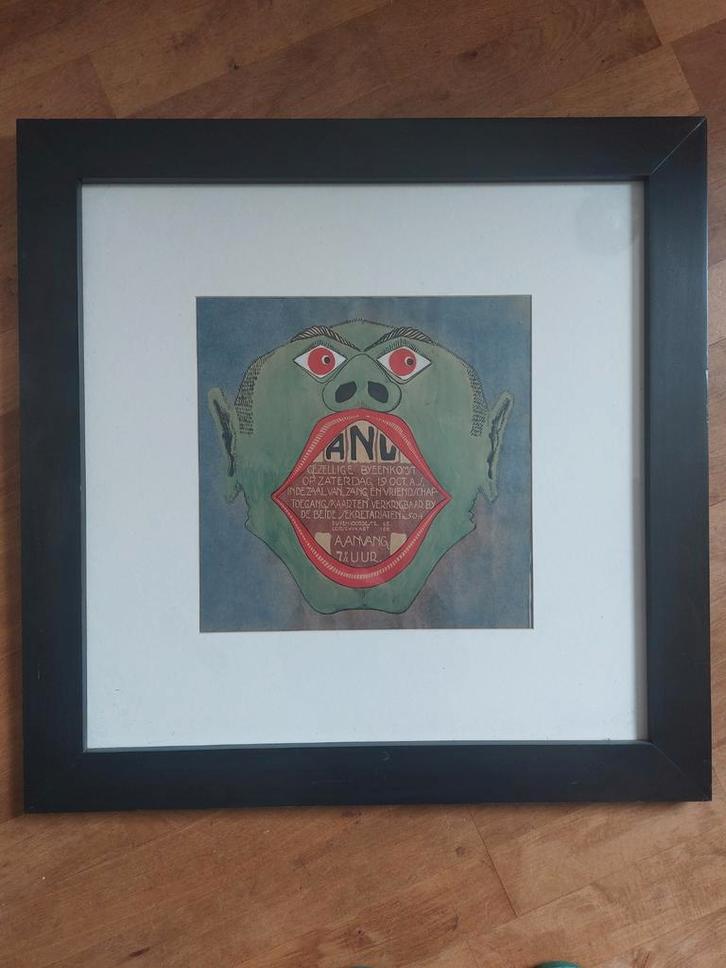 Oude poster Zang en Vriendschap Haarlem, Antiek en Kunst, Kunst | Tekeningen en Foto's, Ophalen of Verzenden