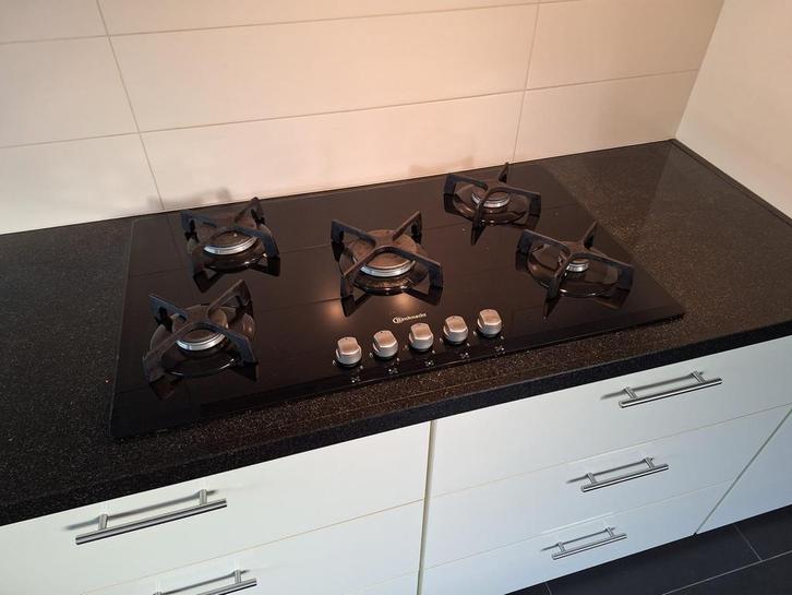 Glazen Gasfornuis - 5 pits, Witgoed en Apparatuur, Fornuizen, Gebruikt, Inbouw, Gas, 5 kookzones of meer, Minder dan 85 cm, 60 cm of meer