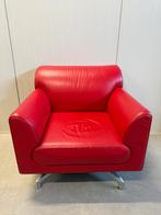 Poltrona Frau Eos rood leer draaistoel, Huis en Inrichting, Fauteuils, Ophalen, Gebruikt, 50 tot 75 cm, Leer
