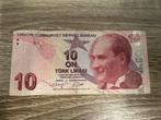 10 Turkse Lira briefje, Postzegels en Munten, Ophalen of Verzenden, Overige landen