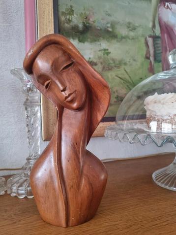Design uit  hout handgesneden vrouwen buste   beschikbaar voor biedingen