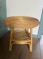 Rotan bijzettafel, rieten ronde salontafel, vintage bohemian, 45 tot 60 cm, Minder dan 55 cm, Rond, Ophalen of Verzenden