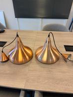 Twee koperen Biljart hanglampen, Huis en Inrichting, Lampen | Hanglampen, Ophalen, Zo goed als nieuw, Metaal, Minder dan 50 cm