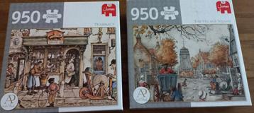 2x Anton Pieck. Het Dorpsplein + Apotheek. 950 stukjes beschikbaar voor biedingen