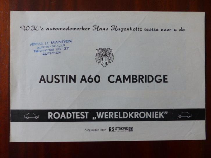 Austin A60 Cambridge 1962 testoverdruk Nederlands, Boeken, Auto's | Folders en Tijdschriften, Zo goed als nieuw, Overige merken