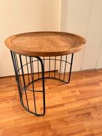Leuke houten/metalen bijzettafel, Gebruikt, Rond, 55 tot 75 cm, Hout