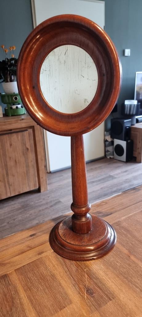 Vintage Scheerspiegel van Uitzonderlijke Kwaliteit, Antiek en Kunst, Ophalen of Verzenden, Rond, Minder dan 50 cm, Minder dan 100 cm