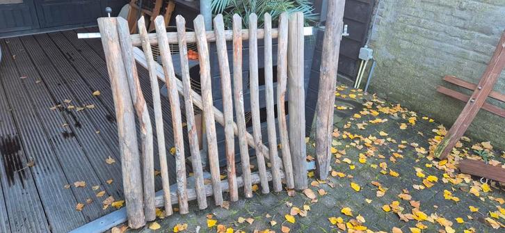 Houten poort, kastanje schapenhek Adequat, 100 x 100 cm., Tuin en Terras, Tuinhekken en Hekwerk, Gebruikt, Tuinhek, Hout, Met poort