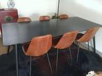 6 eetkamerstoelen in buffel leder ECHT LEER, Ophalen, Bruin, Leer, Zo goed als nieuw