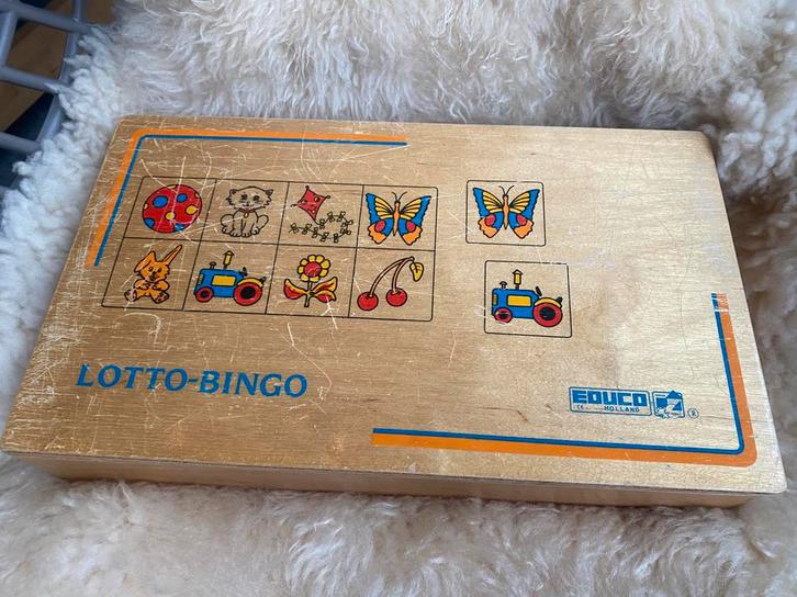 Vintage houten lotto-bingo spel, Kinderen en Baby's, Speelgoed | Educatief en Creatief, Ontdekken, Ophalen of Verzenden