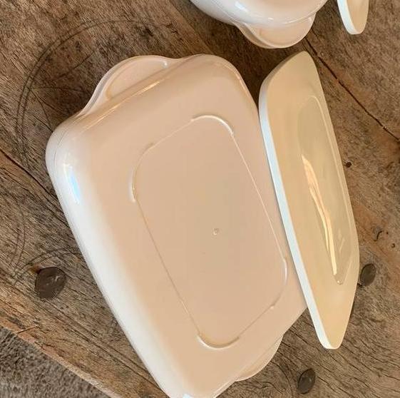 Tupperware microplus schaal, Huis en Inrichting, Keuken | Tupperware, Zo goed als nieuw, Schaal, Crème, Verzenden