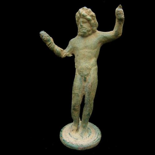 Romeins bronzen beeldje God Jupiter, Antiek en Kunst, Kunst | Beelden en Houtsnijwerken, Ophalen of Verzenden