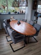 Eettafel Massief Eiken Blad, Huis en Inrichting, 100 tot 150 cm, Ophalen of Verzenden, Zo goed als nieuw, Vijf personen of meer