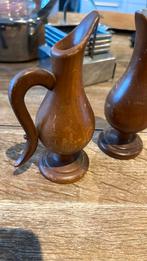 Twee teakhouten miniatuur kruikjes mid-Century, Ophalen of Verzenden