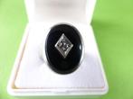 Mooie Robuuste Zilveren Ring met Zwarte Onix - Navajo Indian, Verzenden, Zilver, Ring, Met edelsteen