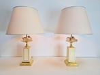 Set vintage messing kristal fruit tafellamp maison charles, Gebruikt, Ophalen of Verzenden, Vintage regency, Minder dan 50 cm