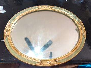 Ovale Spiegel met Gouden Rand, antiek beschikbaar voor biedingen
