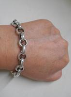 Zilveren jasseron schakel armband met veerslot nr.1033