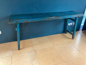 Vintage Indiase Sidetable - Blauw beschikbaar voor biedingen
