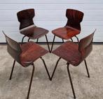 Vintage set van 6 stoelen Obo Eromes Wijchen model 6408, Huis en Inrichting, Stoelen, Ophalen, Gebruikt, Bruin, Vijf, Zes of meer stoelen