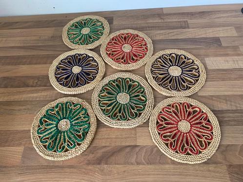 Rotan onderzetters | Sisal raffia | 7 st, Verzamelen, Retro, Huis en Inrichting, Ophalen of Verzenden