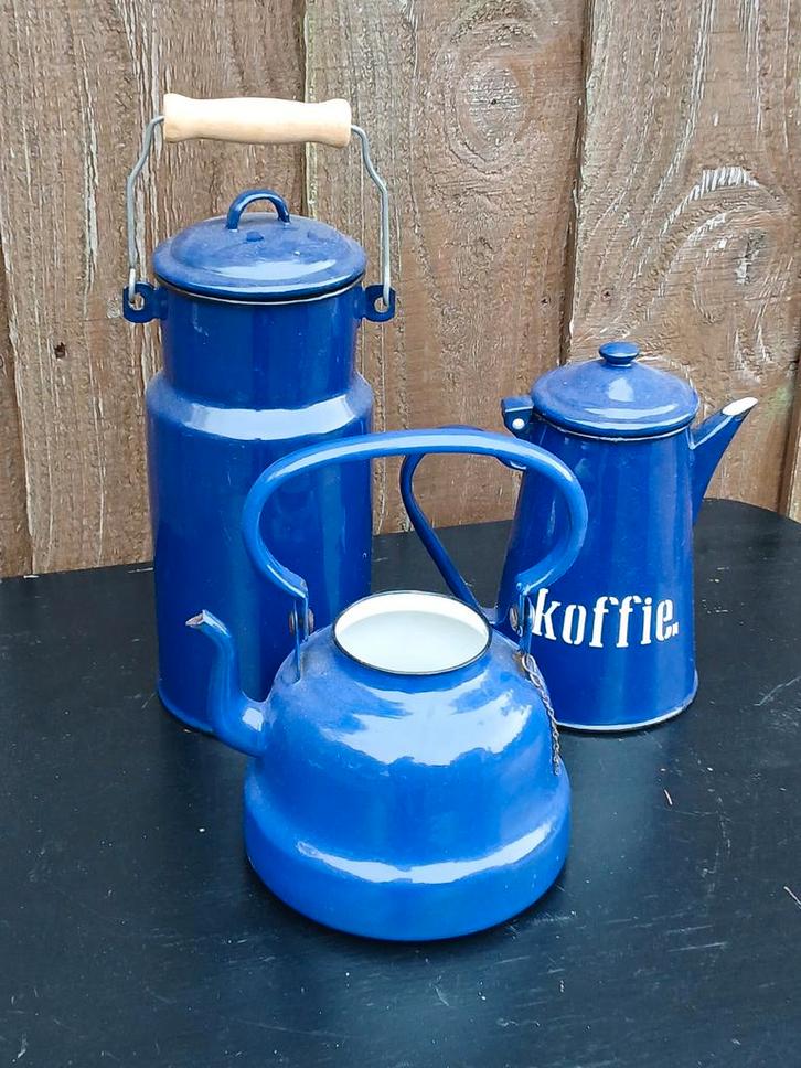 Blauwe Emaille Keuken Set, Antiek en Kunst, Antiek | Emaille, Ophalen of Verzenden