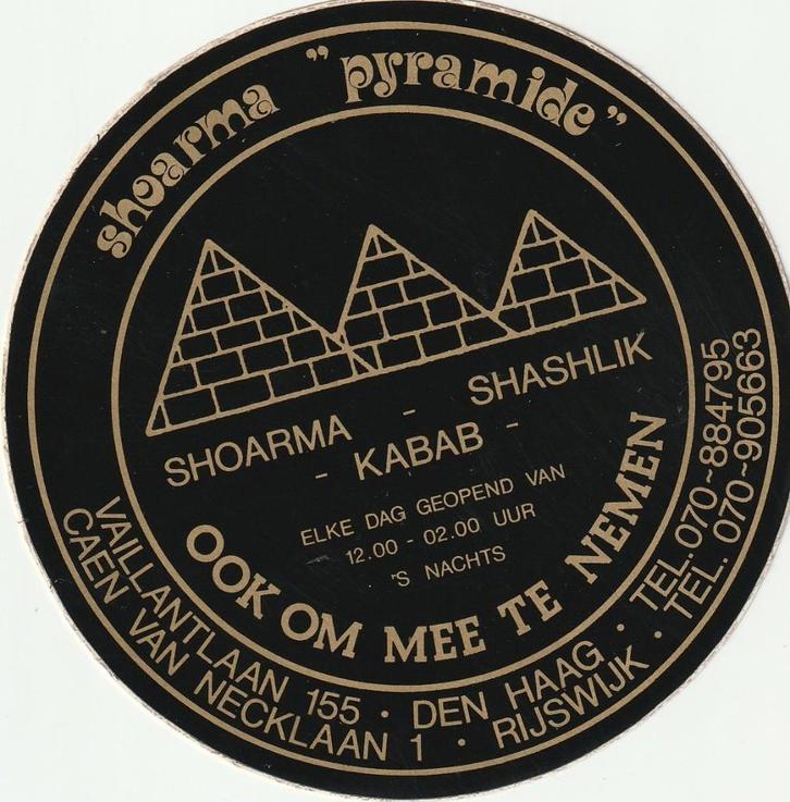 Sticker horeca restaurant Pyramide Den Haag Rijswijk, Verzamelen, Stickers, Zo goed als nieuw, Overige typen, Verzenden