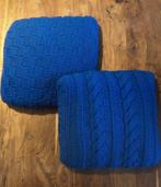 2 Blauwe Handgemaakte Kussens, Ophalen of Verzenden, Nieuw, Blauw, Vierkant