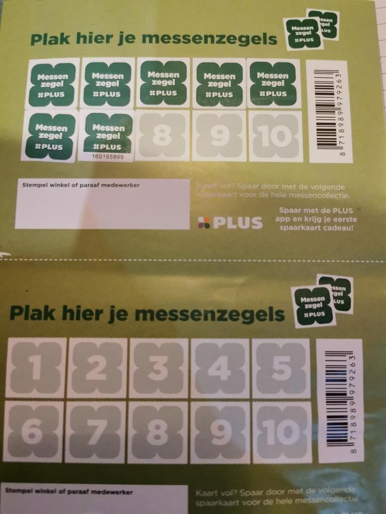 Plus messenzegels - 7 zegels, Plus, Ophalen of Verzenden