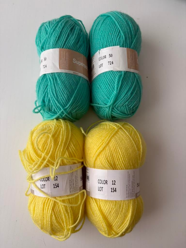 4x Supersoft Zeeman wol: geel & turquoise - niet gebruikt, Ophalen of Verzenden, Zo goed als nieuw, Breien of Haken, Wol of Garen