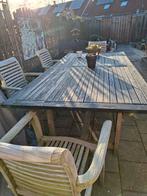 Teak houten tuinset met 5 stoelen, 5 zitplaatsen, Gebruikt, Teakhout, Ophalen of Verzenden