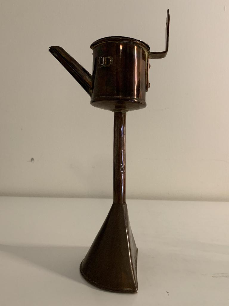 Koperen olielamp "Snotneus", Ophalen