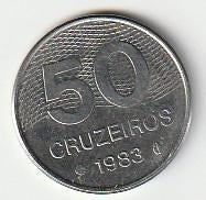 50  cruzeiros  1983  Brazilië. km. 594.1  ( 0,50 euro ), Ophalen of Verzenden, Zuid-Amerika, Losse munt