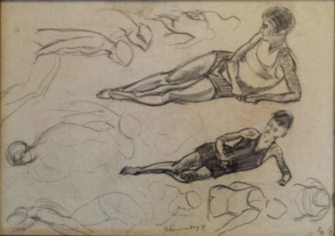 Dirk Smorenberg(1883) Tekeningen Papier "Figuur Studies" Ges, Antiek en Kunst, Ophalen of Verzenden