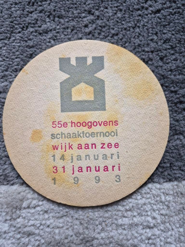 Grolsch bierviltje - 55e Hoogovens Schaaktoernooi 1993, Verzamelen, Ophalen of Verzenden