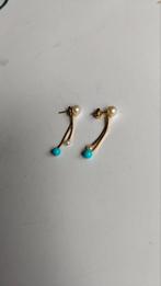 18 karaat  bellen met echte parel, Sieraden, Tassen en Uiterlijk, Oorbellen, Hangers, Ophalen of Verzenden, Zo goed als nieuw