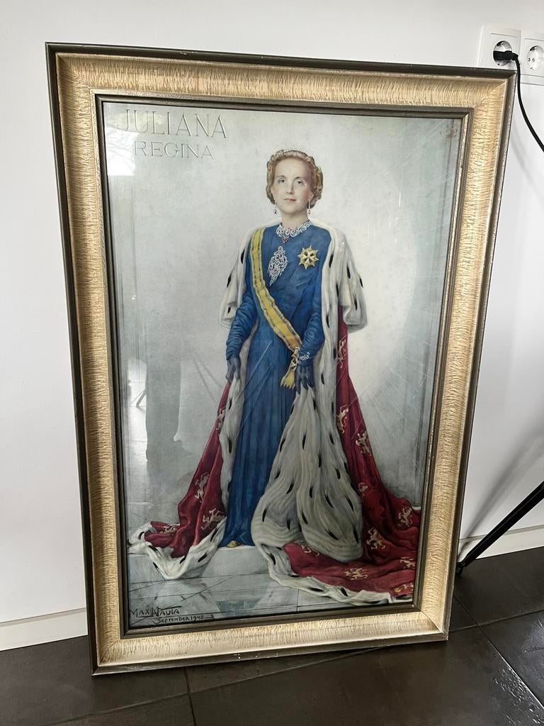 Staatsieportret van Koningin Juliana der Nederlanden, Antiek en Kunst, Kunst | Tekeningen en Foto's, Ophalen