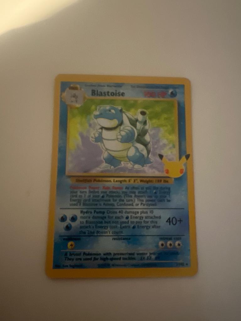 Pokemon kaart blastoise 1995, Ophalen of Verzenden, Zo goed als nieuw, Losse kaart, Foil