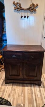 Vintage donkerhouten kastje met lades en deuren, Ophalen