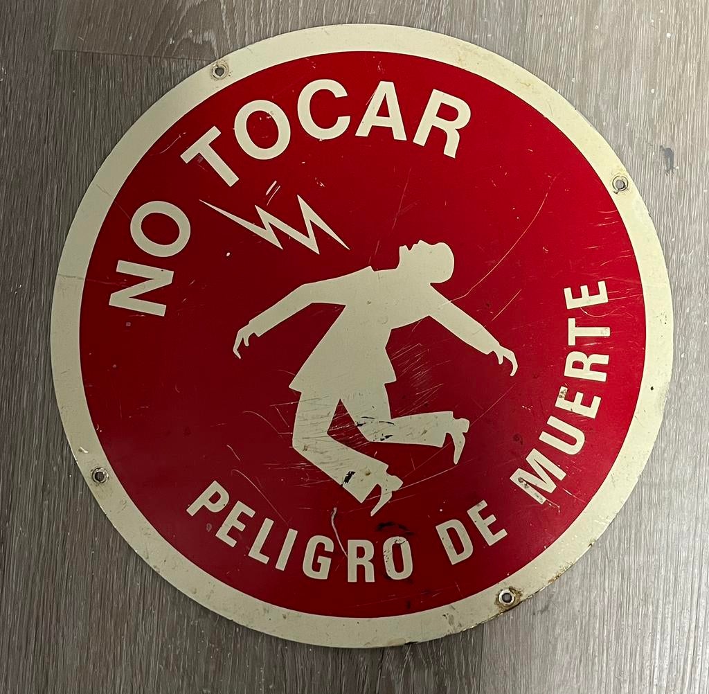 Aluminium Waarschuwingsbord - No Tocar Peligro De Muerte, Verzamelen, Ophalen of Verzenden, Gebruikt, Reclamebord