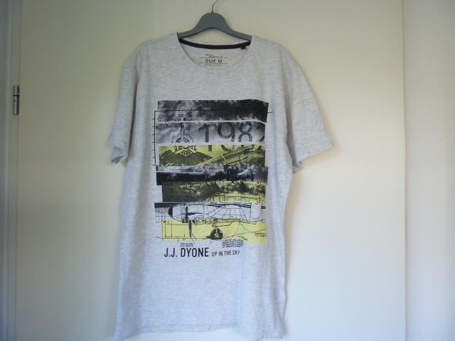 Grijs tshirt met gele opdruk  vliegtuig Jean Pascale , mt M, Maat 48/50 (M), Ophalen of Verzenden, Zo goed als nieuw, Jean Pascale