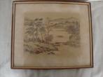 oude chinese zijde aquarel landschap, Antiek en Kunst, Ophalen of Verzenden