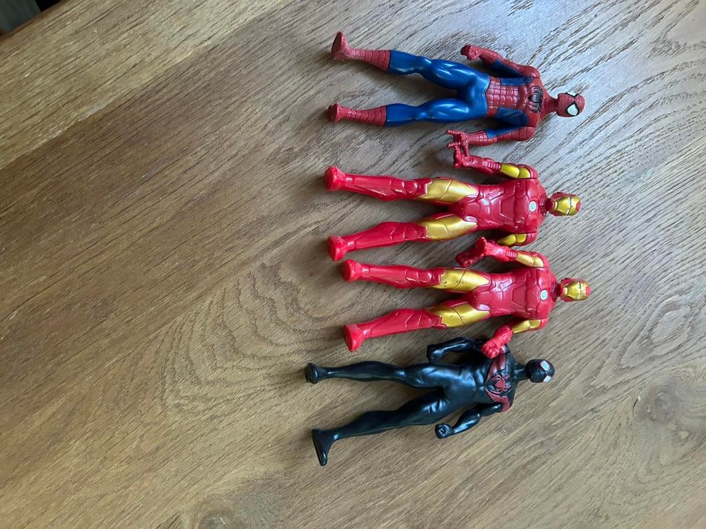 Superhelden poppen: Spiderman, Iron Man, Miles Morales, Ophalen of Verzenden, Gebruikt