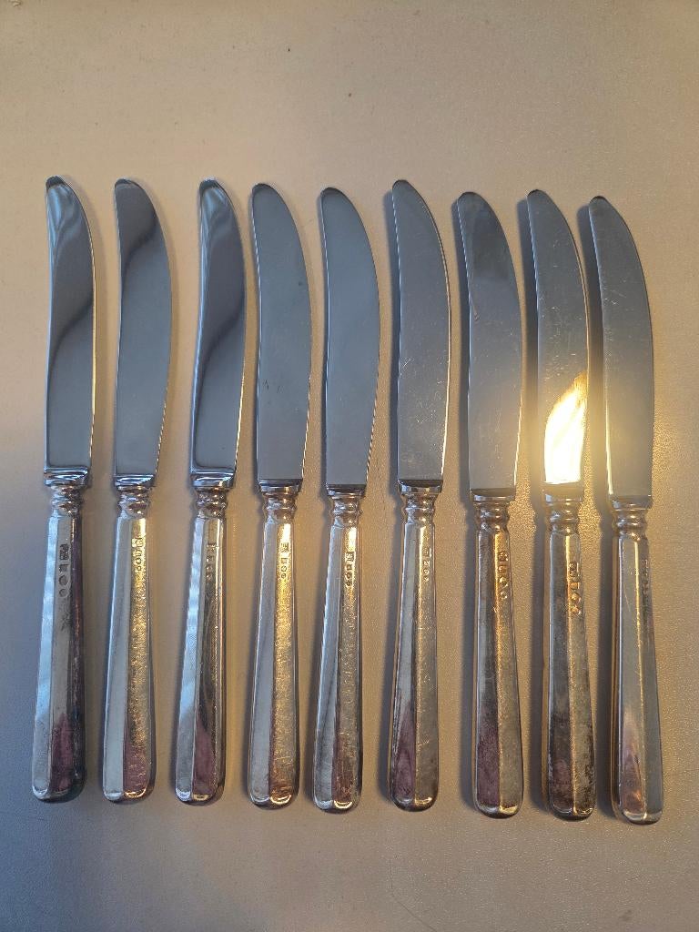 zilveren fruitmesjes set van 9, Ophalen of Verzenden