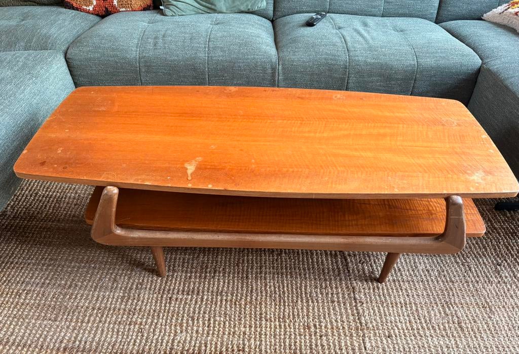 Vintage teak / teakfineer salontafel Louis van Teeffelen?, Huis en Inrichting, Tafels | Salontafels, Ophalen, Vintage, retro, Gebruikt