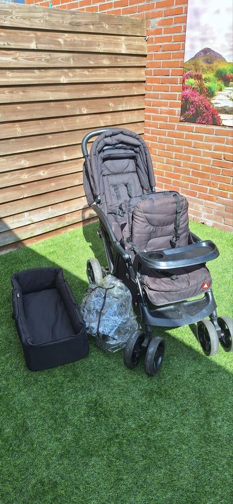 Duo buggy met baby inzet en regenhoes, Gebruikt, Ophalen, Overige merken, Duowagen